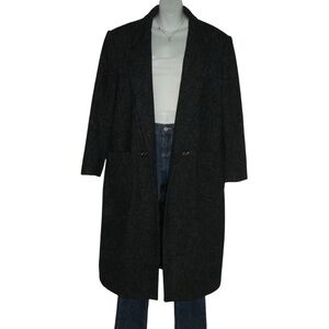 Oaktree Coat Wool Blend Long Unisex Vintage 90's Gray Preppy Academia Streetwear